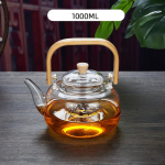 1000/1200ml Arbatinukas Auk&scaron;to borosilikatinio stiklo Kinų arbatos ceremonija Skaidrus arbatinukas su filtru Medinė rankena elektrinei keramikos viryklei