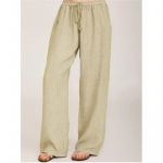 Moteri&scaron;ki pavasario ir vasaros vienspalviai medvilniniai lininiai kasdieniai kelnės temperamentingos eleganti&scaron;kos kelnės į darbą 3XL juoda