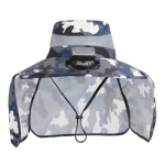 Kamufliažinio ra&scaron;to saulės skrybėlė plačiabryle skara žvejybai su dvigubos galios ventiliatoriaus dizainu, reguliuojama 3 pavaromis, apsauga nuo UV spindulių, lauko skrybėlė smėlis