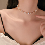 Korėja Choker karoliai Inkrustuoti Pearl Necklace Moteri&scaron;ki papuo&scaron;alai