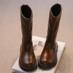 Vaikams Ilgi Batai Vienspalviai Iki Kelio Rudens Vaikų Batai Mink&scaron;ta PU Oda 26-36 Madingi Užtrauktukas Lengvi Patogūs Universalūs Mergaiti&scaron;ki Batai 26-insole16.2cm ruda