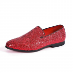 Vyri&scaron;ki Loafer stiliaus oficialūs batai su deimantais, smailianosiai, auksiniai, prabangaus prekės ženklo, mados, su blizgučiais, vyri&scaron;ki odiniai batai, Zapatos Hombre 42 raudona