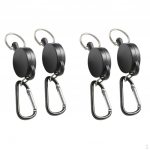 4pcs Retractable ID Badge Holder, Heavy Duty Carabiner Key Chain Keychain with Belt Clip and inch