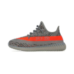 adidas Yeezy Boost 350 V2 Vaikams Beluga Reflective Vaikų sportbačiai Pilki Steeple-Gray Raudoni Solar-Red GW1230 35&frac12;
