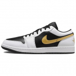 Air Jordan 1 Low Auksinis Swoosh Vyri&scaron;ki sportbačiai Balti Juodi Metaliniai-Auksiniai 553558-172 46