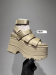 Madingos 12 cm auk&scaron;čio platformos sandalai moterims Nauji storio didinantys Velcro sandalai vasarai 2025, Kasdieniai mink&scaron;tapadžiai moteri&scaron;ki batai 37 smėlinė