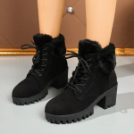 &Scaron;ilti pūkuoti juodi ankle boots moterims 2025 m. žiemos neslystantys su storu padu sniego batai masyvi platforma auk&scaron;takulniai batai moteriai 43 juoda