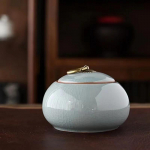 Keraminė maža arbatos dėžutė, kini&scaron;ka, visų rū&scaron;ių arbatos laikymo dėžutė, neapdorotos keramikos indelis, skirtas puer arbatai, modernus stilius trumpet10.5x7.5cm