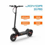 JOYOR S5 PRO (ABE) Elektriniai paspirtukai 10'' bekelės padanga 48V/26AH baterija 500W variklis 20KM/H maksimalus greitis 90KM nuvažiuojamas atstumas s5pro juoda