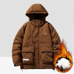 Žieminė vyri&scaron;ka nauja su gobtuvu pamink&scaron;tinta striukė, mados tendencija, flanelinė, plačių ki&scaron;enių, vandeniui atspari pamink&scaron;tinta striukė 5XL ruda