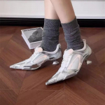 Mada 2025 Nauji Sportiniai Baleto Kasdieniai Bateliai su Rai&scaron;teliais Tinklelis Smailianosiai Auk&scaron;takulniai Moteri&scaron;ki Stiletto Auk&scaron;takulniai Seksualūs Mergaitės Batai Pavasario Naujiena 42 balta