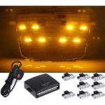 8/16 in 1 LED Suv Grille Strobe Light Automotive Strobe Warning LED Flashing Emergency Car External Light with wireless control Wired 8 Yellow