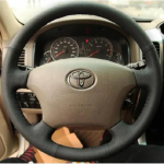 Sew-on leather car steering wheel cover For Toyota Land Cruiser Prado 120 Land Cruiser (2003-2007) Tacoma(2005-2011) juoda