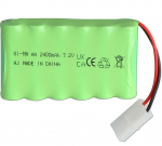 7.2V 2400mAh NiMH įkraunama baterija su Tamiya KET 2P jungtimi ir USB kabeliu &ndash; 6 elementų AA paketas RC automobiliams, sunkvežimiams žalia