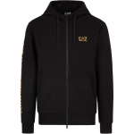 Emporio Armani EA7 Logotipo Medvilninis Džemperis su Gobtuvu, Užtrauktuku ir Ilgomis Rankovėmis Vyri&scaron;kas Džemperis Juodas 7M000568-AF13512-MC004 M