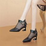 Moteri&scaron;ki batai moterims smailus priekis pavasario ir vasaros tinkliniai kvėpuojantys ankle boots moteri&scaron;ki laisvalaikio komforto kulniuko batai ab385 35