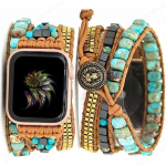 Bohemijos dirželis Apple Watch Ultra Juosta 49mm 44mm 45mm 41mm 42mm 38 Rankų darbo natūralių karoliukų apyrankė Iwatch Series 8 7 6 Se 5 3 38 40 41MM M brown