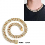 Ledinis 10-20 mm vyri&scaron;kas Majamio kubieti&scaron;kos grandinės karoliai Hip Hop CZ kubinis cirkonis Bling &scaron;akutės kubieti&scaron;ka grandinė 20inch(Necklace)