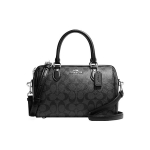 Rankinė Coach Rowan 25 Classic Monogram su užtrauktuku, padengta drobė ir oda, portfelis, ne&scaron;iojama rankoje, ant peties, per kūną, vidutinio dydžio, moterims, juoda CH280-SVTSQ Gift Box Set (Basic Set+Yellow Box)