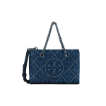 Tory Burch Fleming Diamond Pleated Embossed Double T Logo Audinio ir Avikailio Pirkinių Krep&scaron;ys Moteri&scaron;ki pirkinių krep&scaron;iai Denim-Blue 154743-426 Shopping Bag Set(Basic Set+Shopping Bag)