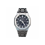 CASIO Vyri&scaron;kas skystųjų kristalų, analoginis dvigubo ekrano serijos 44 mm juodas laikrodis GA-2100-1A(Žiūrėti 3--) Silver Steel Blade gray