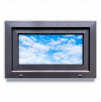Antracito spalvos PVC langas 80x50 Kairinis, Naujas 800x500 mm Atidaromas-atsilenkiantis, dvigubo stiklo