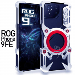 Aliuminio berėmis dėklas ROG Phone 9 FE, ROG 9FE, su besisukančiu laikikliu, metaliniu berėmiu, atspariu smūgiams dangteliu Asus ROG Phone 9 FE sidabras
