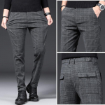 Rudens ir žiemos vyri&scaron;kos laisvalaikio kelnės Slim Fit Stretch Feet Vyri&scaron;kos korėjieti&scaron;ko stiliaus kelnės languotos plius dydžio laisvalaikio ilgos kelnės 31