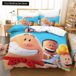 Madingas Animacinis Kawaii Kapitonas Kelnaitis Patalynės Komplektas Viengulis Twin Pilnas Karalienės Karaliaus Dydžio Lovos Komplektas Suaugusiems Vaikams Miegamojo Antklodės Užvalkalų Rinkiniai 135x200cm blue