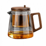 Kūrybingas stiklinis arbatinukas su arbatos atskyrimu, kar&scaron;čiui atsparus, didelės talpos, su sieteliu 650ML, skaidrus