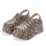 Rimocy Leopardų ra&scaron;to 9cm Moteri&scaron;ki prakiurti batai Vasarinės storapadės klumpės Moteriai Stambios platformos &scaron;lepetės Neslystančios sodo sandalai 35-36