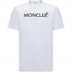 Moncler Veliūriniu Logotipu Medvilniniai Mar&scaron;kinėliai Vyri&scaron;ki Vir&scaron;utiniai Drabužiai Balti K2-091-8C00036-8390T-001 XL