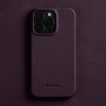 Melkco Premium natūralios odos dėklas iPhone 16 Pro Max telefonui, prabangus, verslo, auk&scaron;čiausios klasės, karvės odos, galinis dangtelis for iPhone 16 Plus violetinė