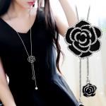 Black Flower Rose Choker karoliai ir pakabukai moterims Madingi ilgi kaklo papuo&scaron;alai Moteri&scaron;ka Collier Femme