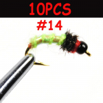 10 vnt Rock Worm Caddis Black/Chart Hot Spot Fly Fishing Fly
