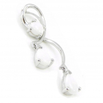 Les Tr&eacute;sors De Lily [I8904] - Pendentif Argent artisanal 'D&eacute;esse Opale' blanc argent&eacute; (rhodi&eacute;) - 30x7 mm
