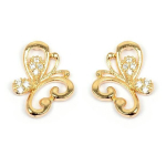 Les Tr&eacute;sors De Lily [L4301] - Boucles Plaqu&eacute; Or 'Papillons' dor&eacute; - 11x10 mm