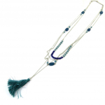 Les Tr&eacute;sors De Lily [N3957] - Collier Sautoir Cr&eacute;ateur 'Altai' turquoise argent&eacute; mėlyna