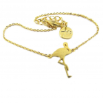 7bis [P8244] - Bracelet artisanal 'Flamant Rose' dor&eacute; - 18x10 mm auksas
