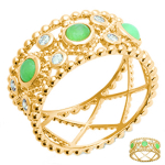 Bague Plaqu&eacute; Or 'Cleopatra' aventurine blanc dor&eacute; - 10 mm