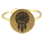 7bis [Q6225] - Bague artisanale 'Boho' dor&eacute; (dreamcatcher) - 11x11 mm auksas
