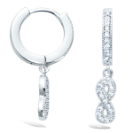Les Tr&eacute;sors De Lily [R1531] - Cr&eacute;oles Argent 'Infini' blanc argent&eacute; (rhodi&eacute;) - 12 mm- 9x4 mm