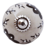 Les Tr&eacute;sors De Lily [A3129] - Bouton meuble c&eacute;ramique 'Boho' gris noir argent&eacute; - 60x40 mm pilka