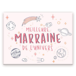 Les Tr&eacute;sors De Lily [A3629] - Magnet c&eacute;ramique 'Marraine' rose (Meilleure marraine de l'univers) - 8x6 cm įvairiaspalvis
