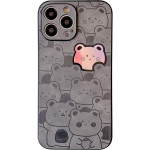 Mielas Laser Bear animacinio filmo telefono dėklas, skirtas iPhone 13 14 12 11 Pro Max Xs Xr X Pu Odinis smūgiams atsparus apsauginis galinis dangtelis for iphoneX(5.8")