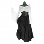 Vintažinė suknelė Retro Vogue su plačiomis rankovėmis Tunika Moteri&scaron;kos Plius dydžio Court Style Eleganti&scaron;kos Cosplay suknelės L juoda