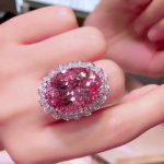 BELLA BOX Auk&scaron;tos klasės balandžių kiau&scaron;iniai imituoja rožinio kri&scaron;tolo cirkonio temperamento atviro žiedo papuo&scaron;alus moterims 17.3mm rožinė