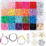 6 mm polimerinio molio karoliukų rinkinys, 3000 vienetų, &bdquo;pasidaryk pats&ldquo; priedų rinkinys, skirtas &bdquo;Boho&ldquo; apyrankėms, karolių gamyba, raidės, &bdquo;pasidaryk pats&ldquo; priedų rinkinys 1 pcs