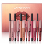 LANGMANNI The New 6+6 Lip Gloss Lip Line Pen Combination 12 Sets of Fog Matte Matte Lip Lip Glorious Gift Box 6pcs