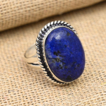 Lapis Lazuli Brangakmenis Rankų darbo 925 Sterlingų sidabro Mielas Papuo&scaron;alų Žiedas 4 mėlyna